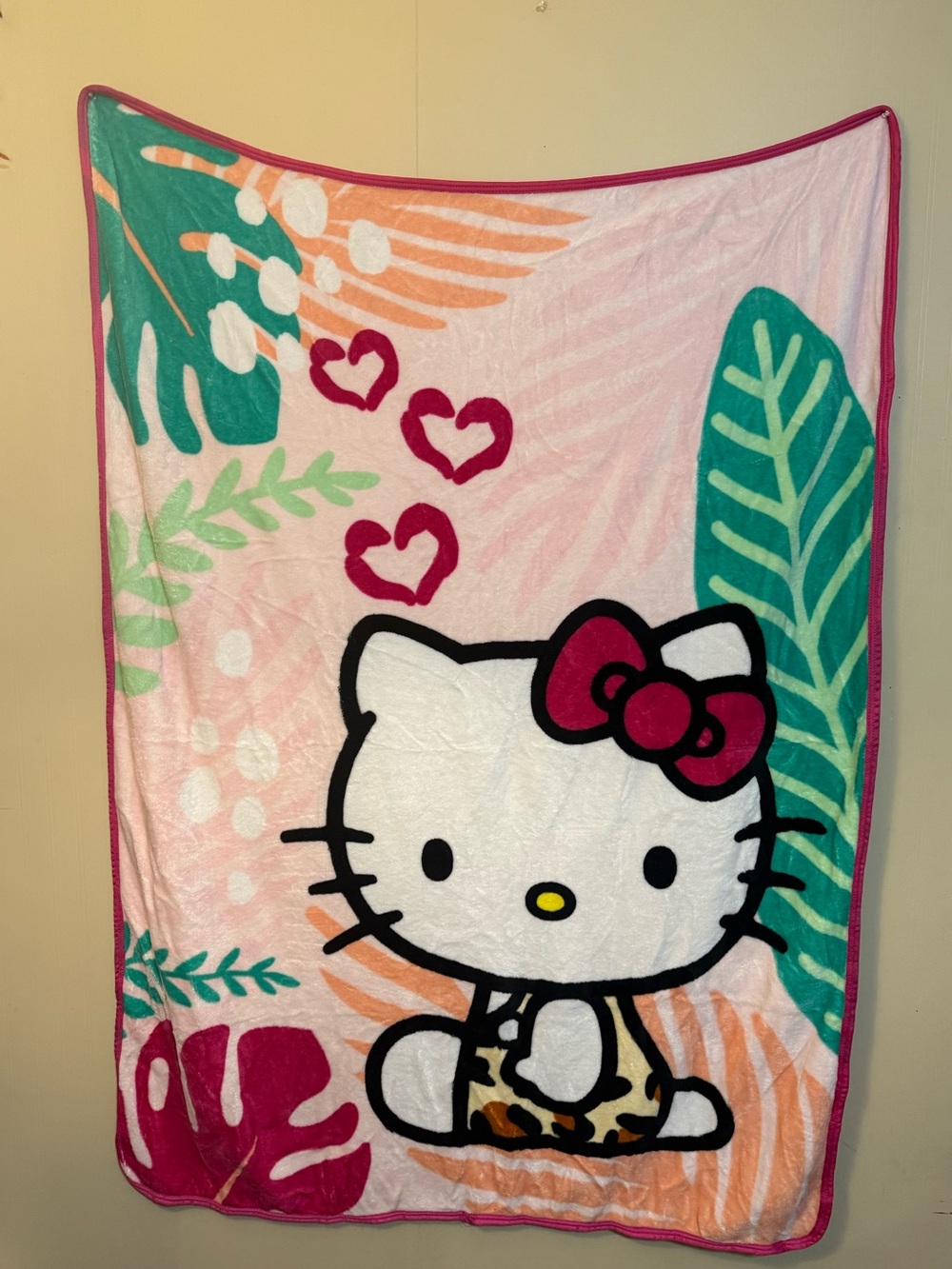 Sanrio Hello Kitty Tropical Summer Plush Throw Blanket